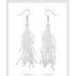 Długie Kolczyki Boho z Białych Koralików - Ślubne Kolczyki Chwosty z Perłą