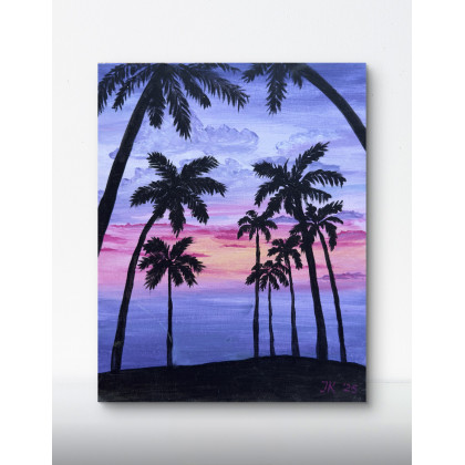 Yunona Kucherevska - obrazy akryl - Obraz Palmy o zachodzie słońca foto #1
