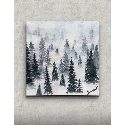 Obraz Choinki we mgle, Yunona Kucherevska, obrazy akryl