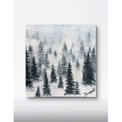 Yunona Kucherevska - obrazy akryl - Obraz Choinki we mgle foto #1