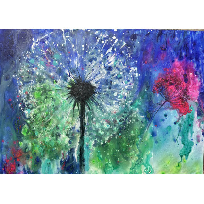 Dmuchawce (70x50 cm), Krystyna Nowak, obrazy akryl