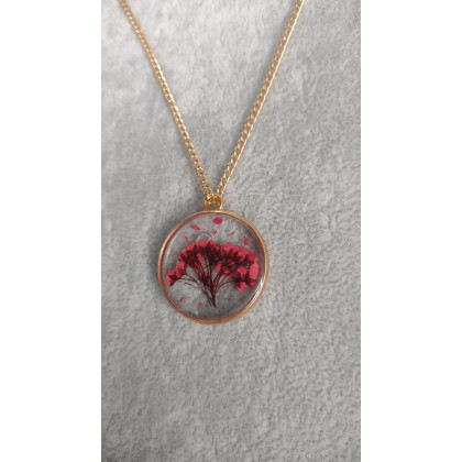 Kropla żywicy - korale,naszyjniki - Naszyjnik z czerwonymi kwiatami foto #1