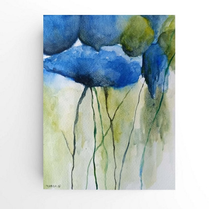 Kwiaty 2-  akwarela formatu 24/18 cm, Paulina Lebida, obrazy akwarela