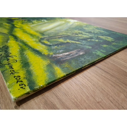 Marzena Dymek - obrazy akryl - ZESTAW RĘCZNIE MALOWANYCH OBRAZÓW - DYPTYK ŚWIATŁO W LIŚCIACH UWIĘZIONE foto #3