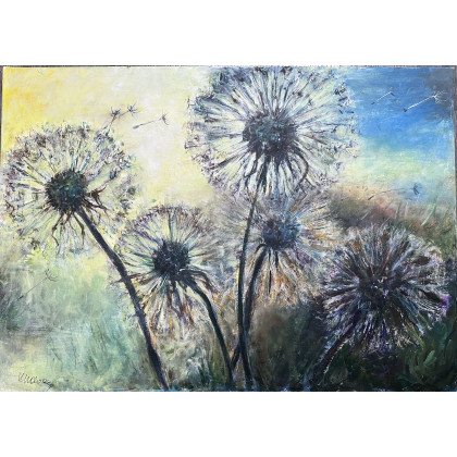 Dmuchawce 2 (70x50 cm), Krystyna Nowak, obrazy olejne