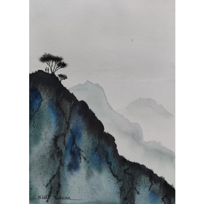 Beata Rudecka - obrazy akwarela - Akwarela góry Huangshan – Azja Wschodnia, Rękodzieło 19x26 foto #2