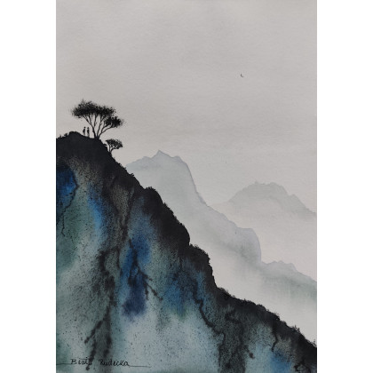 Beata Rudecka - obrazy akwarela - Akwarela góry Huangshan – Azja Wschodnia, Rękodzieło 19x26 foto #3