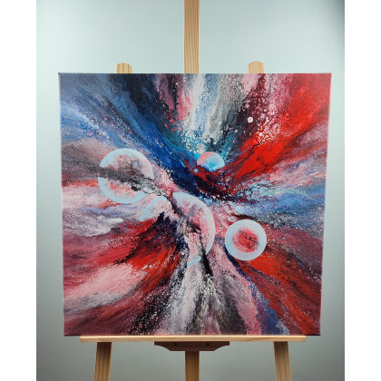 Elżbieta Hanarz - obrazy akryl - Kosmiczna abstrakcja na płótnie 60x60 foto #1