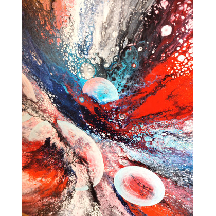 Elżbieta Hanarz - obrazy akryl - Kosmiczna abstrakcja na płótnie 60x60 foto #4