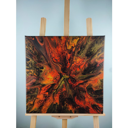Elżbieta Hanarz - obrazy akryl - Płomienna energia - Pouring na płótnie 50x50 foto #1