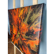 Płomienna energia - Pouring na płótnie 50x50