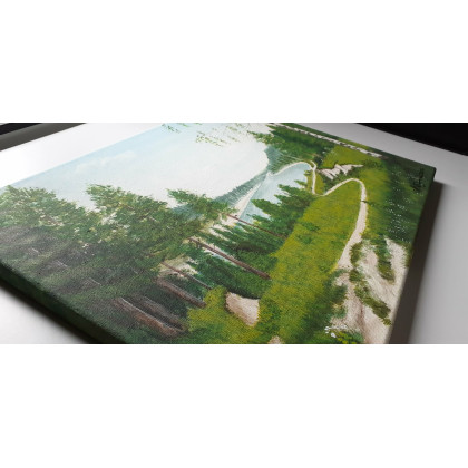 Marzena Dymek - obrazy akryl - PEJZAŻ AKRYLOWY RĘCZNIE MALOWANY NA PŁÓTNIE W SINĄ DAL - 30x40cm foto #3