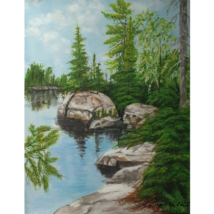 ZESTAW PEJZAŻY RĘCZNIE MALOWANYCH NA PŁÓTNIE KAMIENNE SZEPTY, Marzena Dymek, obrazy akryl