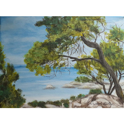 Marzena Dymek - obrazy akryl - ZESTAW PEJZAŻY RĘCZNIE MALOWANYCH NA PŁÓTNIE KAMIENNE SZEPTY foto #1