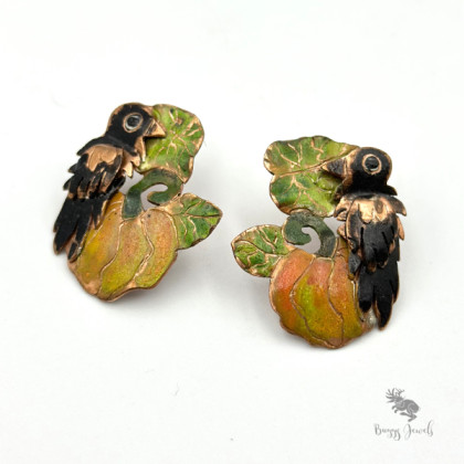 Buggy Jewels - kolczyki  - Kolczyki Dynia i Kruk Handmade foto #1