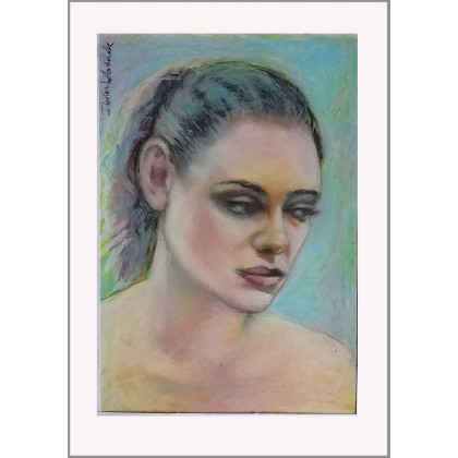 Kobieta z Wymyśloną Twarzą, Dariusz Kaźmierczak, pastele olejne