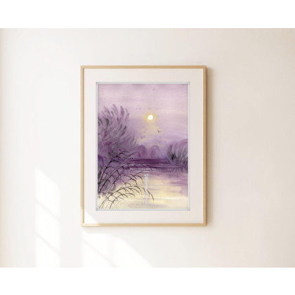 Akwarela A4.  Zachód słońca, Małgorzata Domańska ART, obrazy akwarela