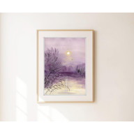 Akwarela A4. Zachód słońca