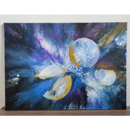 Elżbieta Hanarz - obrazy akryl - Kosmiczna Podróż - Abstrakcja inspirowana kosmosem na płótnie 50x70 foto #1