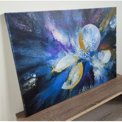 Elżbieta Hanarz - obrazy akryl - Kosmiczna Podróż - Abstrakcja inspirowana kosmosem na płótnie 50x70 foto #2