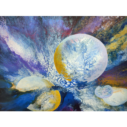 Elżbieta Hanarz - obrazy akryl - Kosmiczna Podróż - Abstrakcja inspirowana kosmosem na płótnie 50x70 foto #3
