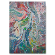 GŁĘBIA - ABSTRAKCJA WYKONANA METODĄ POURINGU NA PŁÓTNIE 50X70