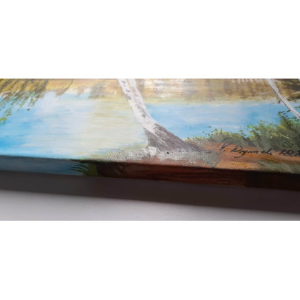 Marzena Dymek - obrazy akryl - DYPTYK PEJZAŻOWY BRZOZOWY BezCzas - OŻYW SWOJE WNĘTRZE foto #1