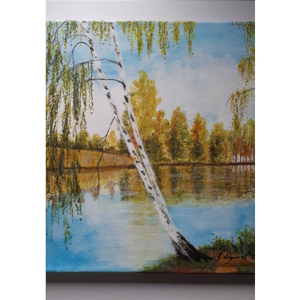 Marzena Dymek - obrazy akryl - DYPTYK PEJZAŻOWY BRZOZOWY BezCzas - OŻYW SWOJE WNĘTRZE foto #3