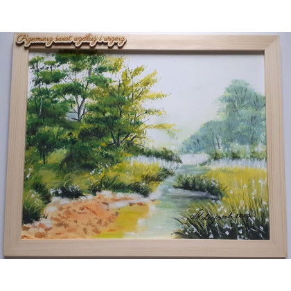 GOTOWY ZESTAW DO DOMU LUB NA PREZENT - RĘCZNIE MALOWANY OBRAZ Z RAMĄ I MOTTO, Marzena Dymek, obrazy akryl