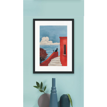 Beata Rudecka - obrazy akwarela - Autorska akwarela Kocia zaduma  Jedyny egzemplarz! foto #1