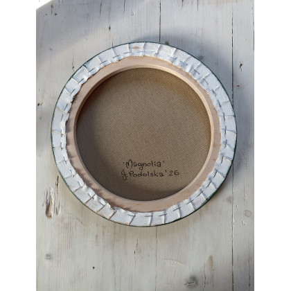 Joanna Podolska - obrazy akryl - Magnolie, okrągły obraz foto #2