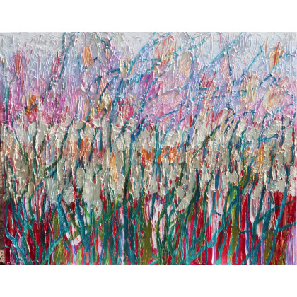 Abstrakcja 70 - Wrzosy, olej 80 x 100 cm, Magdalena Walulik , obrazy olejne