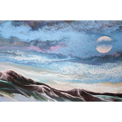 Elżbieta Hanarz - obrazy akryl - Krajobraz górski w blasku księżyca - Akryl na płótnie 40x70 foto #3