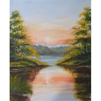 DYPTYK PEJZAŻOWY CHWILA WYTCHNIENIA, Marzena Dymek, obrazy akryl