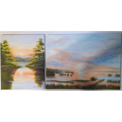 Marzena Dymek - obrazy akryl - DYPTYK PEJZAŻOWY CHWILA WYTCHNIENIA foto #2