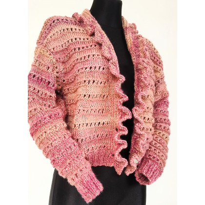 art.a - swetry - Kardigan krótki sweter rozpinany z falbanką foto #1