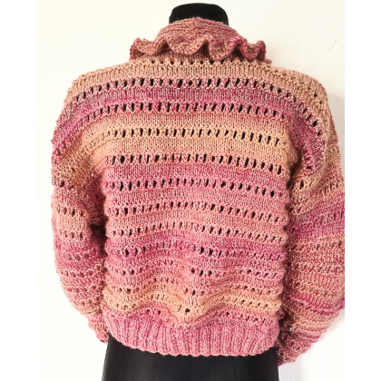 art.a - swetry - Kardigan krótki sweter rozpinany z falbanką foto #4