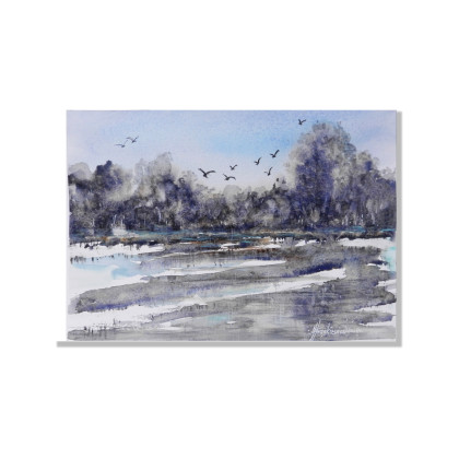 Rozlewisko - minimalistyczna akwarela A4, Jolanta Frankiewicz, obrazy akwarela