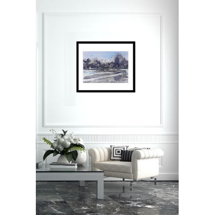 Jolanta Frankiewicz - obrazy akwarela - Rozlewisko - minimalistyczna akwarela A4 foto #1