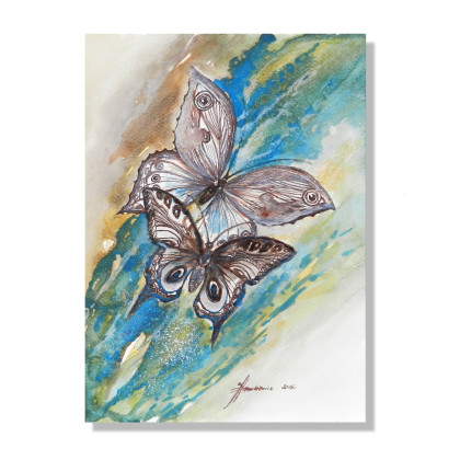 Motyle - tusz i akwarela, Jolanta Frankiewicz, obrazy akwarela