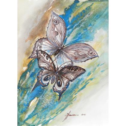 Jolanta Frankiewicz - obrazy akwarela - Motyle - tusz i akwarela foto #2