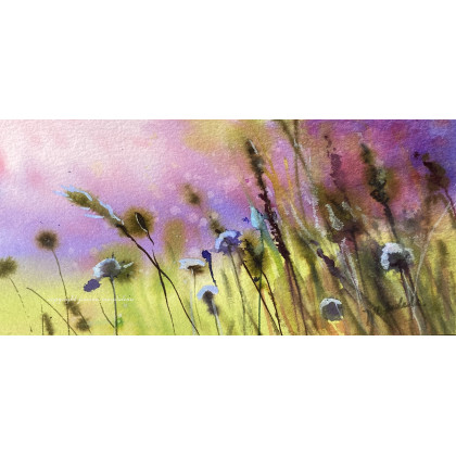 Zapachy lata  (akwarela miniaturka  w oprawie), Joanna Magdalena, obrazy akwarela