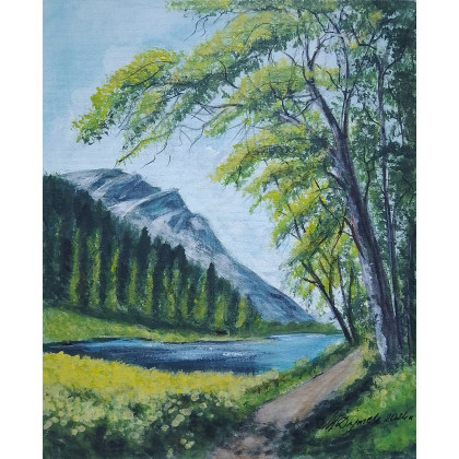 RĘCZNIE MALOWANY TRYPTYK AKRYLOWY GÓRSKI SPOKÓJ – Komplet 3 szt., Marzena Dymek, obrazy akryl