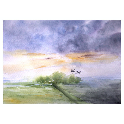 Pejzaż - obraz akwarelowy, Magdalena Malik, obrazy akwarela