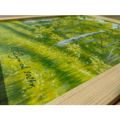 Marzena Dymek - obrazy akryl - POMYSŁ NA SPERSONALIZOWANY PREZENT- UNIKALNY OBRAZ W RAMIE Z CYTATEM- POLSKI PEJZAŻ W GŁĘBI BRZÓZ foto #1