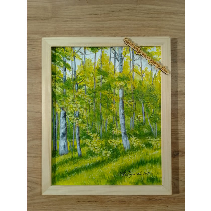 Marzena Dymek - obrazy akryl - POMYSŁ NA SPERSONALIZOWANY PREZENT- UNIKALNY OBRAZ W RAMIE Z CYTATEM- POLSKI PEJZAŻ W GŁĘBI BRZÓZ foto #2