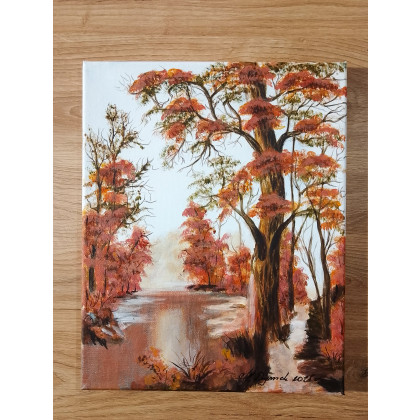 Marzena Dymek - obrazy akryl - SLOW LIFE NA ŚCIANIE - TRYPTYK NATURY JESIENNE CZERWIENIE foto #1