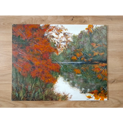 Marzena Dymek - obrazy akryl - SLOW LIFE NA ŚCIANIE - TRYPTYK NATURY JESIENNE CZERWIENIE foto #4