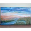 Świt nad mokradłami - Krajobraz, akryl na płótnie 40x70