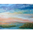 Świt nad mokradłami - Krajobraz, akryl na płótnie 40x70